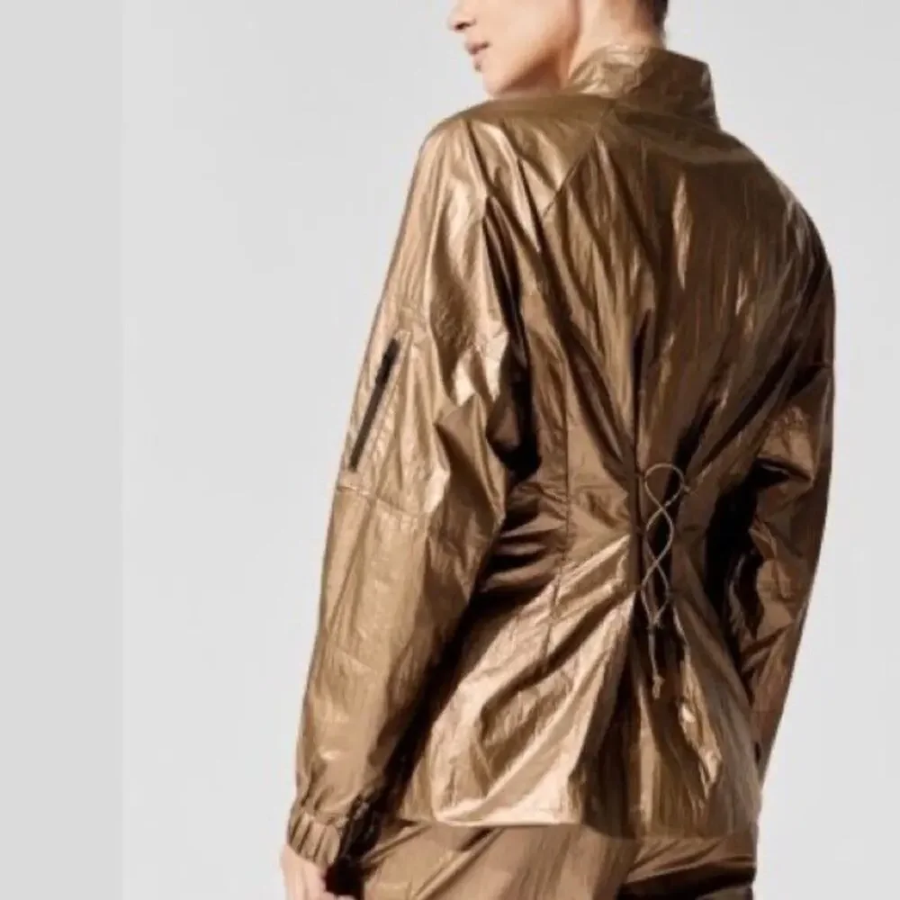 Carbon 38 Gold Crinkle Track Jacket Lace Back XS